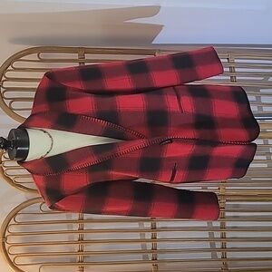 David Paul New York red black Buffalo plaid blazer toggle closure sz M vintage